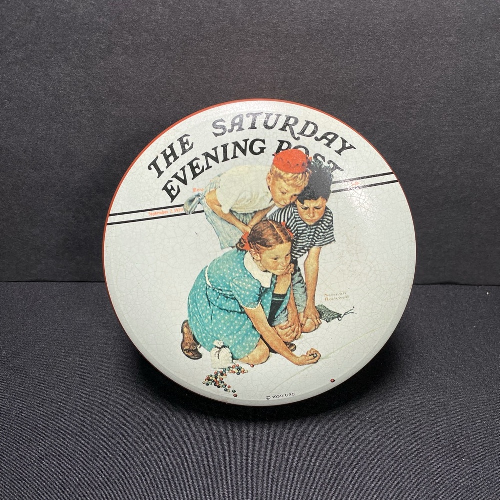 Vintage Marbles Champion By Norman Rockwell The Saturday Evening Post Marble Tin